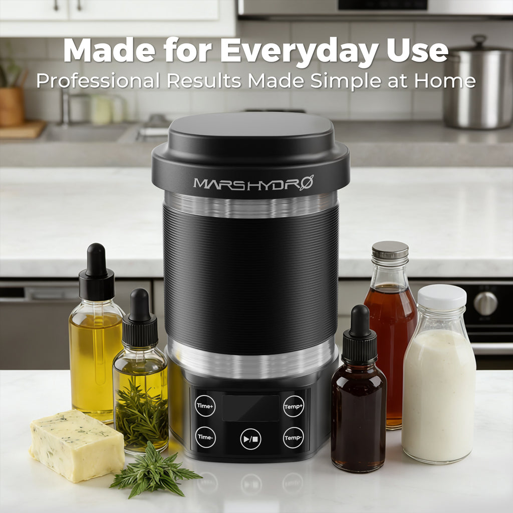 Mars Hydro Decarboxylator & Infuser in sleek black with intuitive controls — perfect for home infusion and decarboxylation.