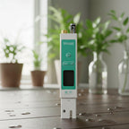 eacygrow TDS/EC meter in mint green with a clear display — ideal for measuring water quality with precision.
