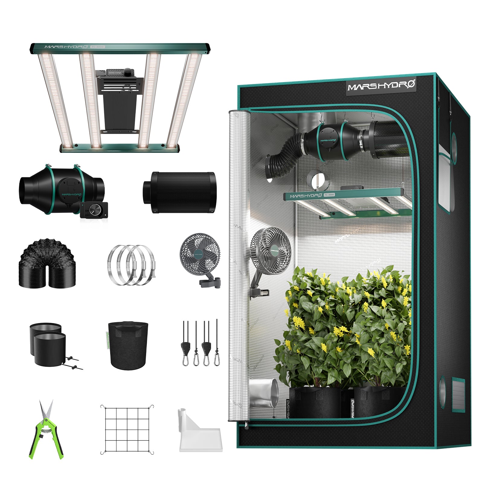 Mars Hydro FC3000 Complete Set | 100x100x180cm Grow Tent