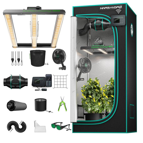 Mars Hydro FC-E1500 Smart Komplett-Set mit Bar-LED und 80x80cm Zelt.