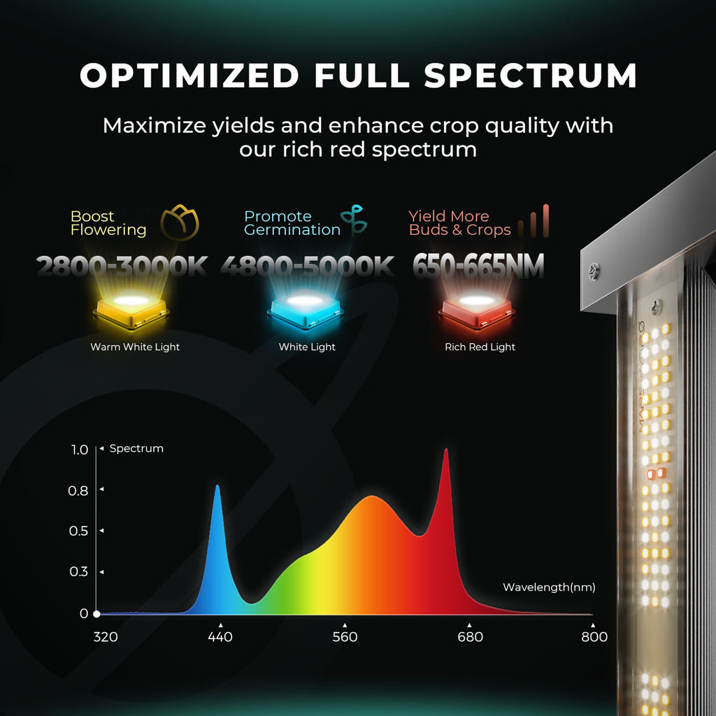 Mars Hydro FC-4000 LED grow light with optimized full spectrum — featuring Samsung LM301H EVO diodes for enhanced crop quality