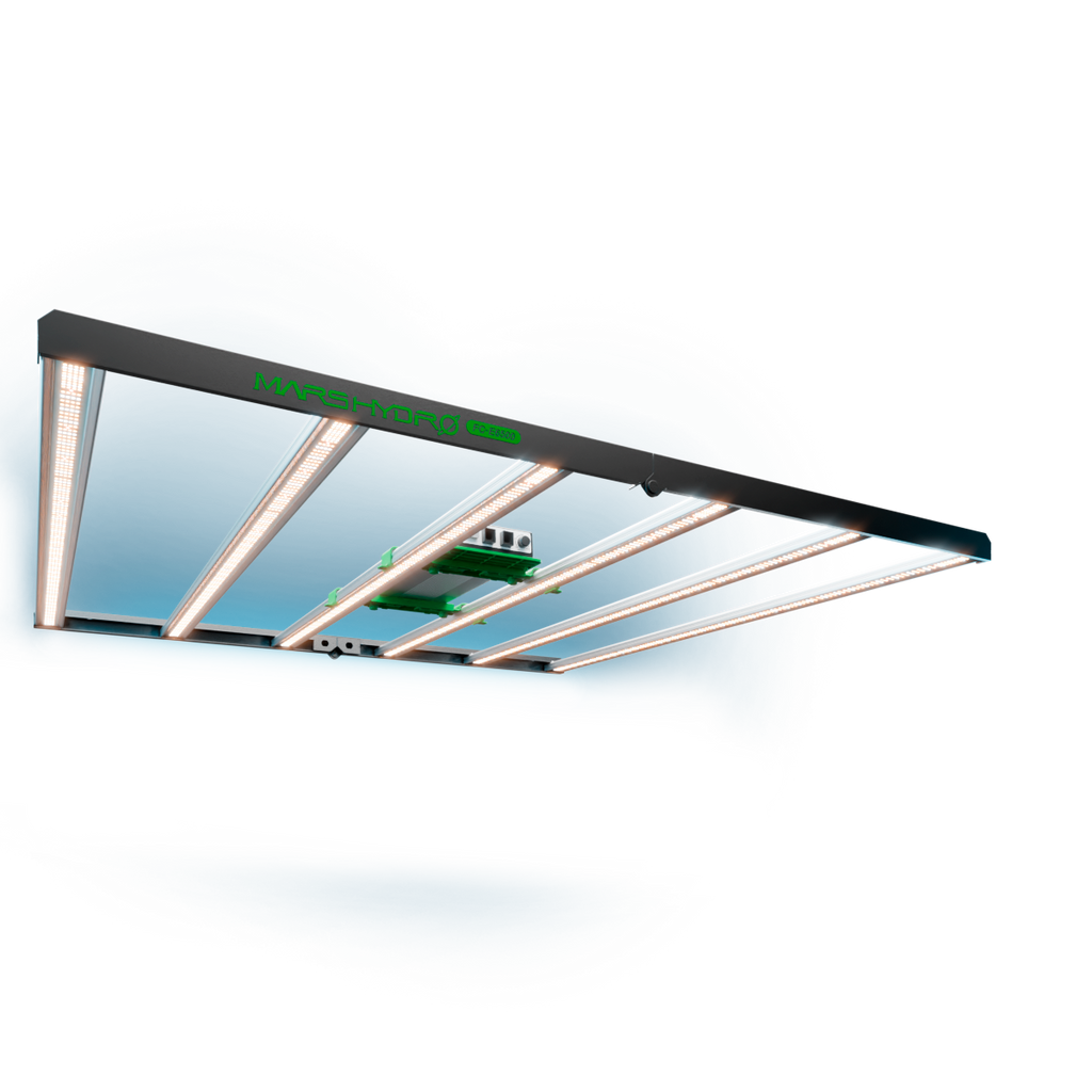 Mars Hydro FC-E6500 LED grow light in sleek black finish — 730W design with efficient Bridgelux technology for optimal plant growth.