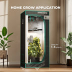Indoor plant growing tent with reflective lining, ventilation fan, and leafy plants, shown with 70 centimeter width