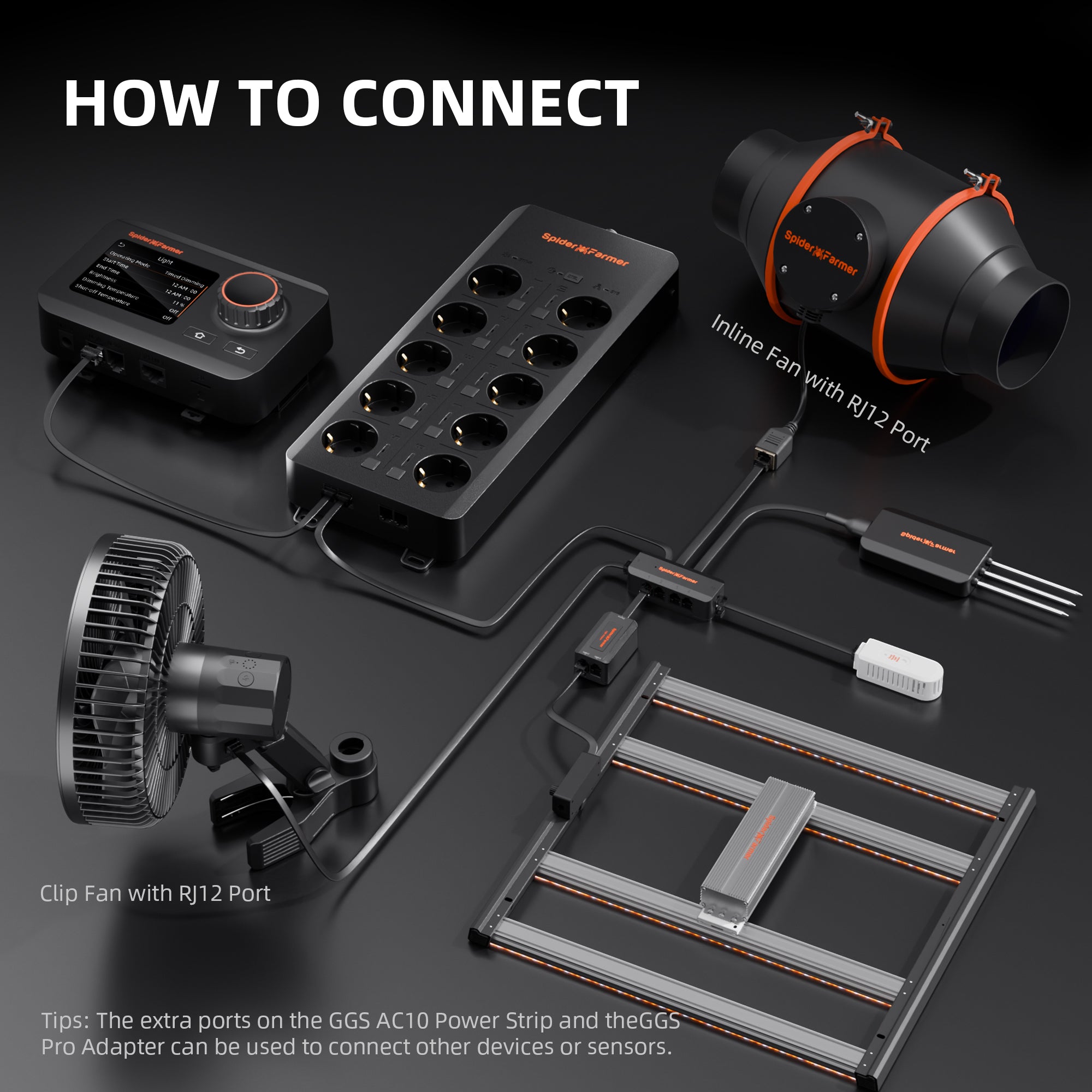 Spider Farmer AC10 Smart Mehrfachsteckdose | inkl. Klima- & Bodensensoren