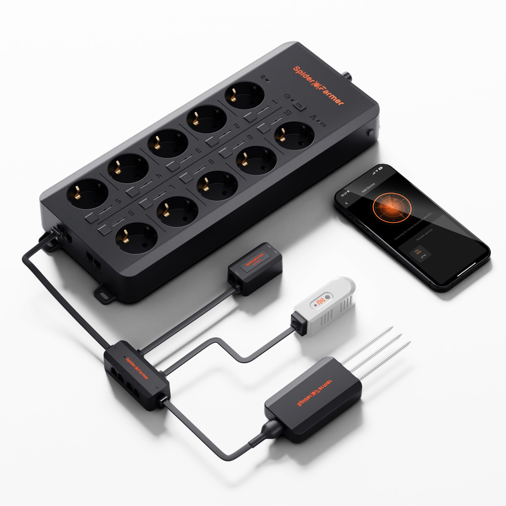 Spider Farmer AC10 Smart Mehrfachsteckdose | inkl. Klima- & Bodensensoren