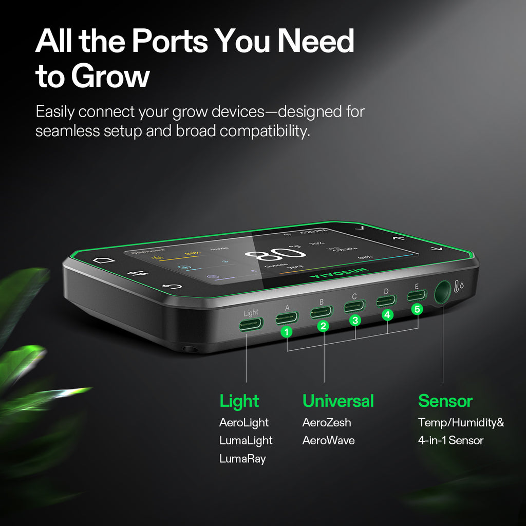 Vivosun smart WiFi climate control controller in black with 4-in-1 sensor
