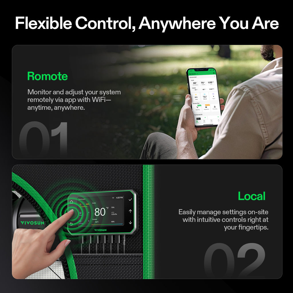 Vivosun black smart WiFi climate controller with app remote monitoring display