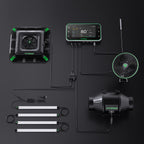 Smart WiFi grow climate controller in black with green accents, Vivosun GrowHub Controller with touchscreen display