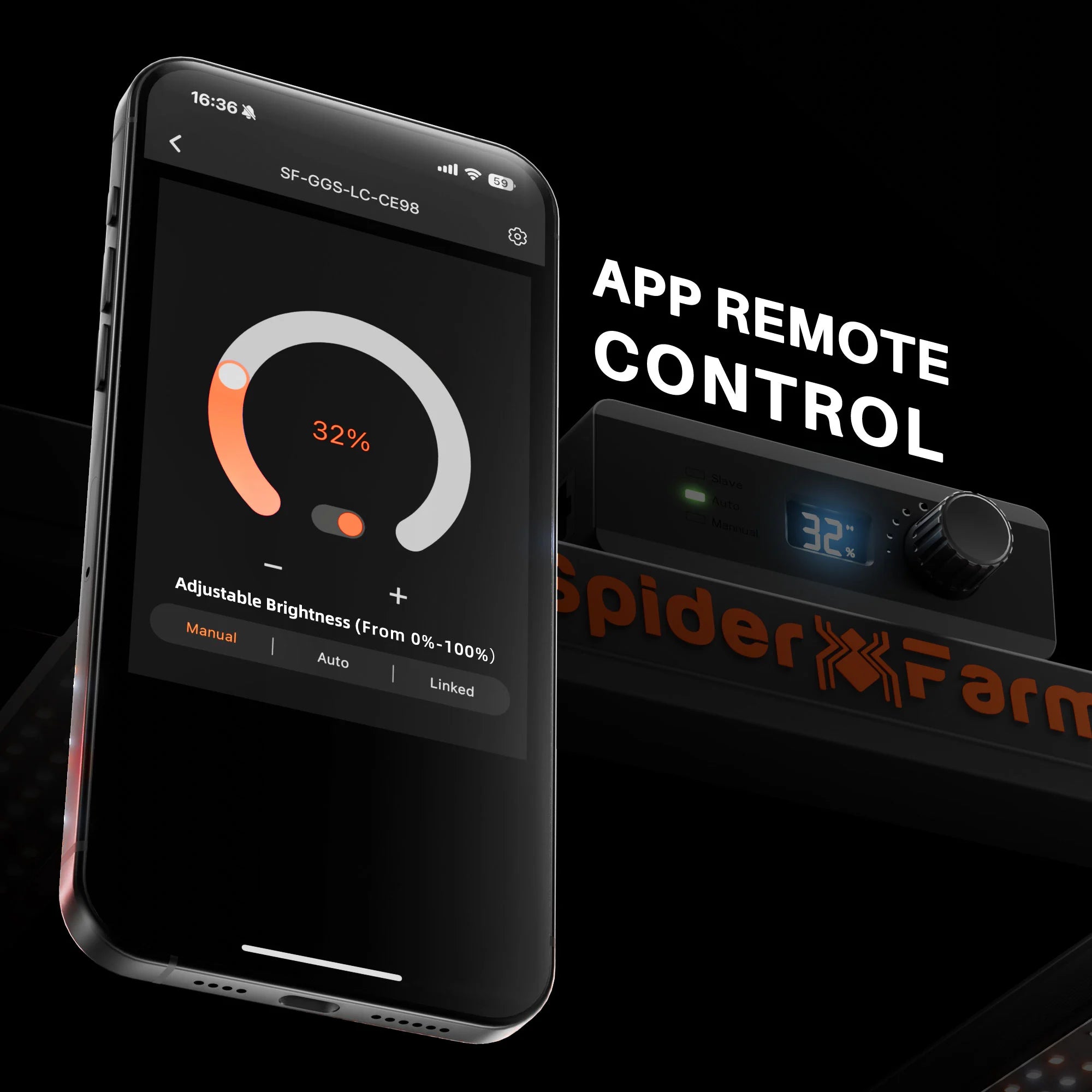 23. Spider Farmer App-Interface zur Steuerung der G3000 LED via WiFi und Bluetooth.
