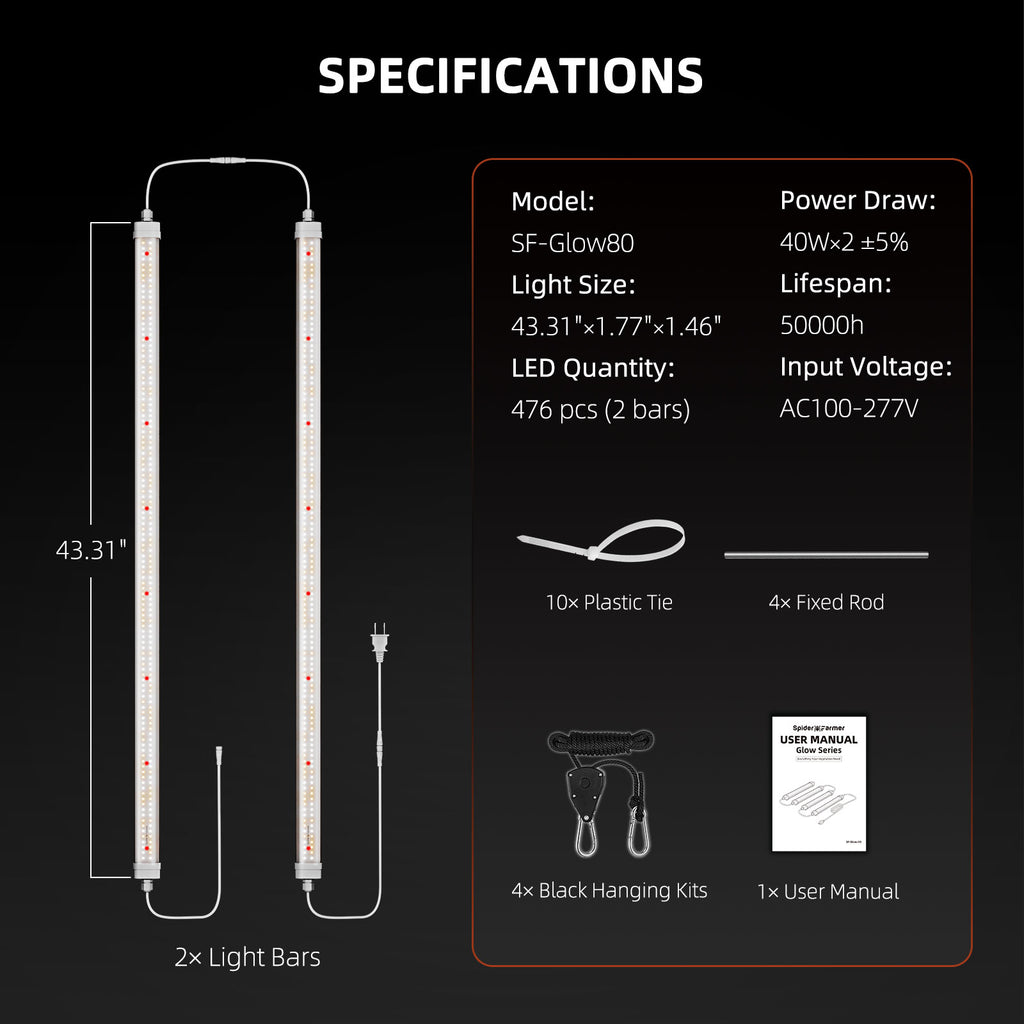 Produktabmessungen-Spider-Farmer-Glow80-110cm-Länge.