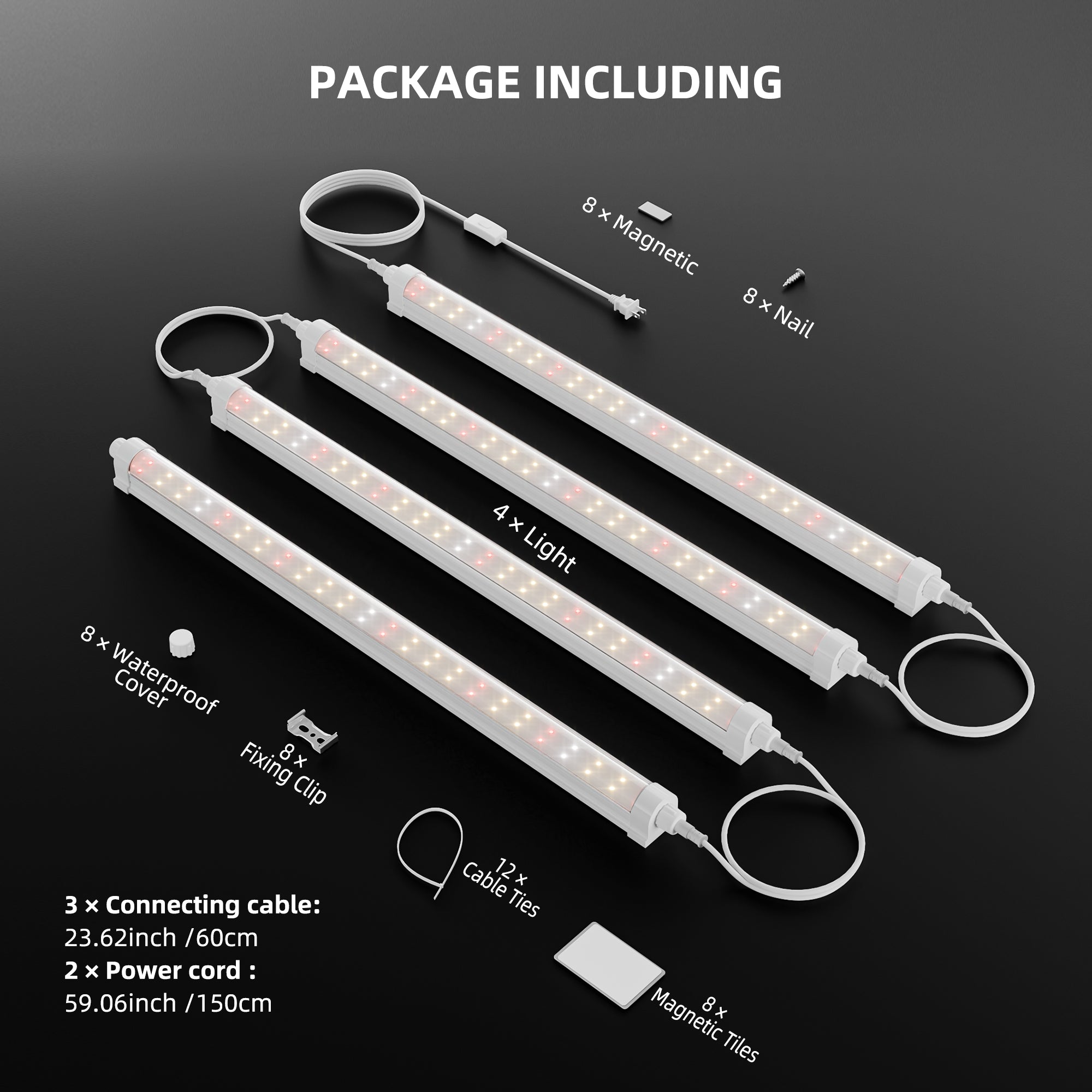 Montage-Zubehör-GlowBar-10D-Magneten-Clips-Kabelbinder.