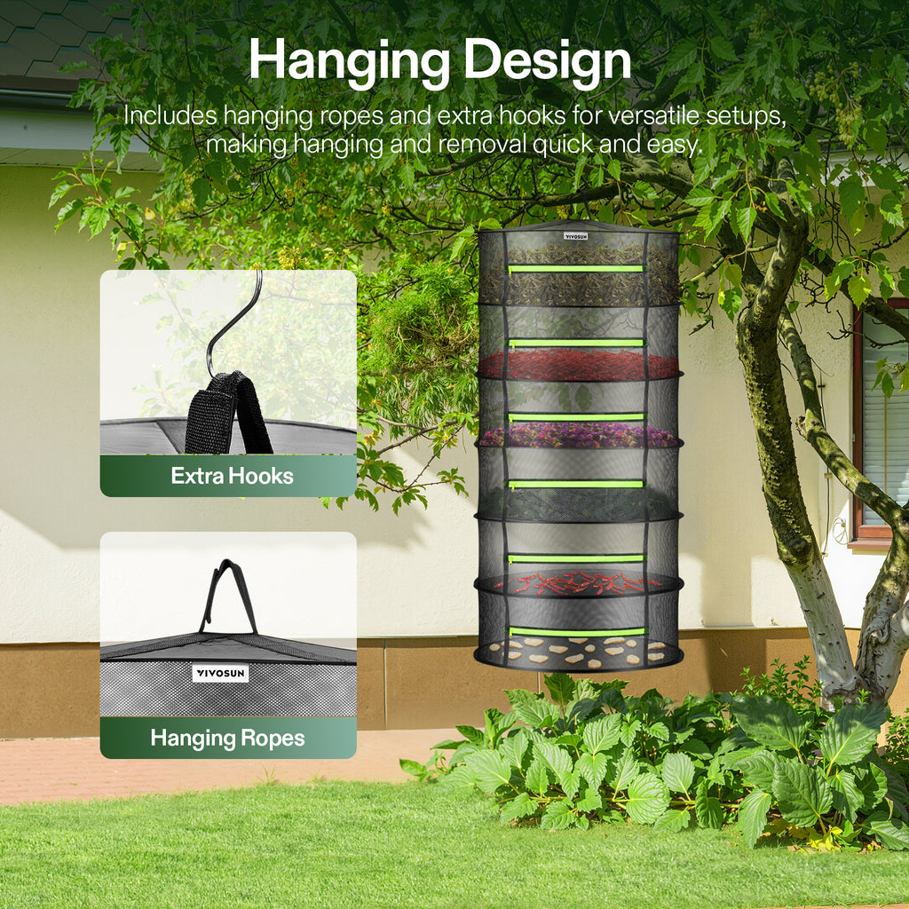 Vivosun 6-lagiges Trockennetz, Ø 60 cm – Inkl. Gartenschere