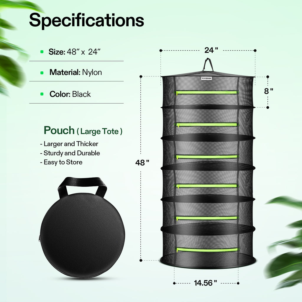 Vivosun 6-lagiges Trockennetz, Ø 60 cm – Inkl. Gartenschere