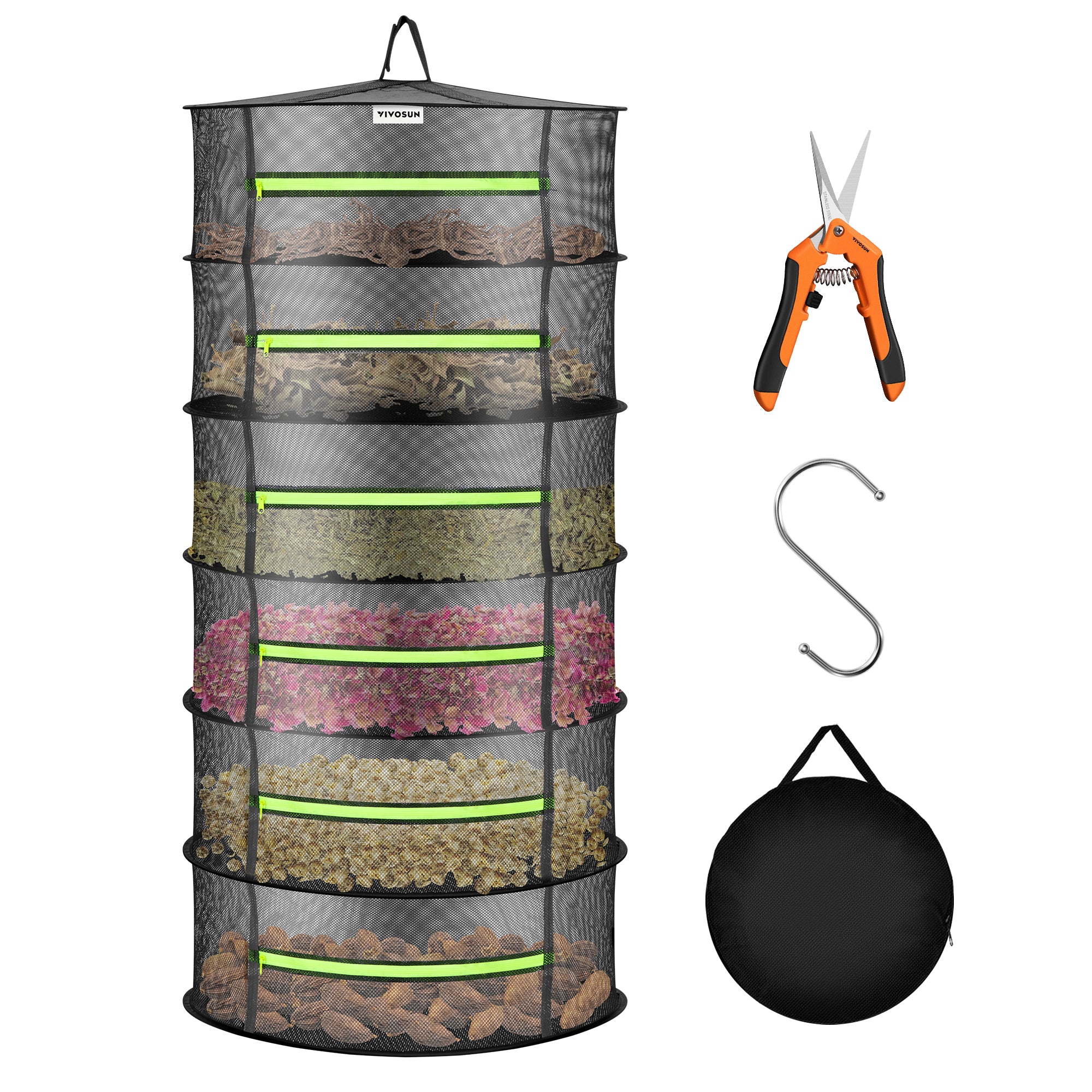 Vivosun 6-lagiges Trockennetz, Ø 60 cm – Inkl. Gartenschere