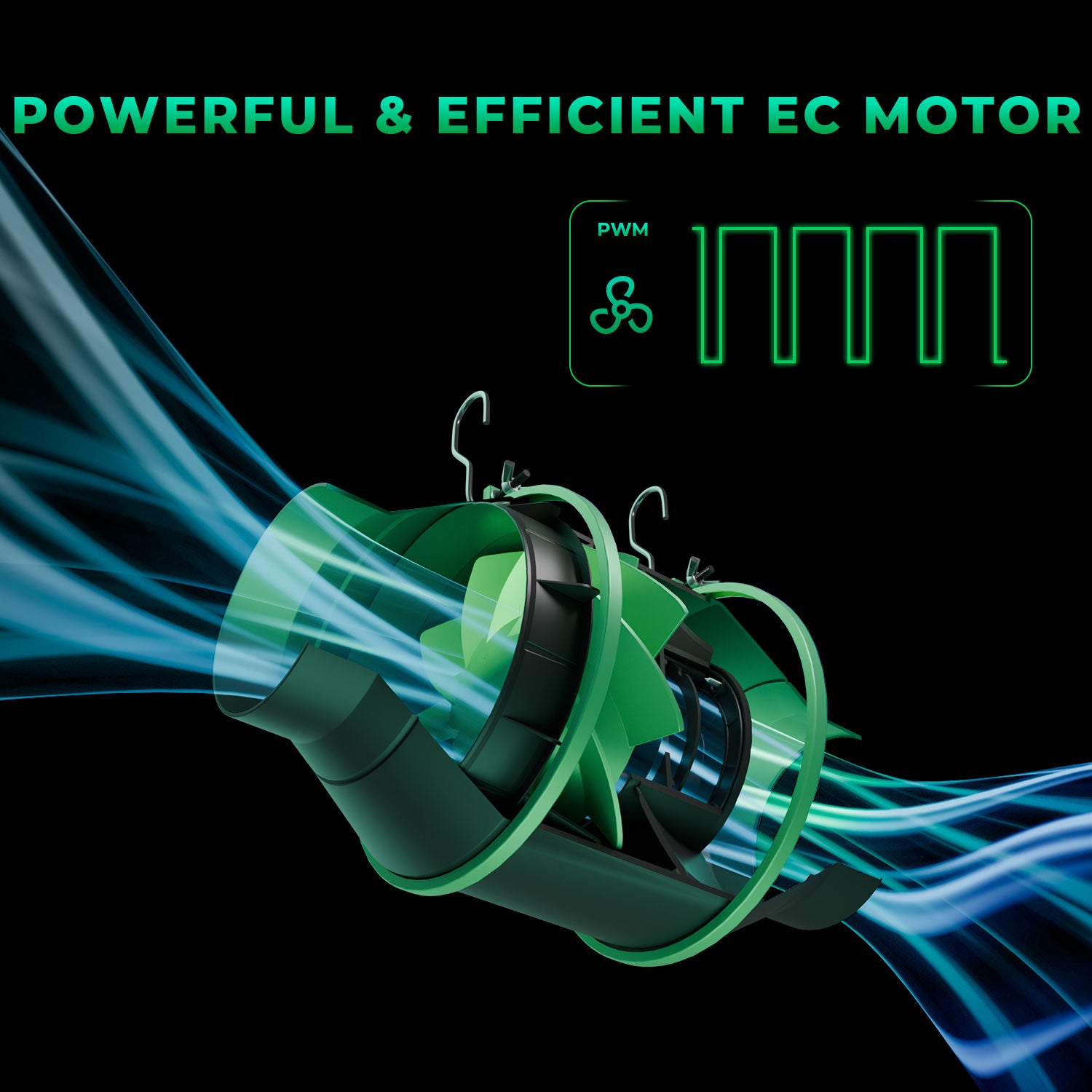 Mars Hydro iFresh 150 mm smart ventilation set featuring a powerful EC motor with sleek green accents and efficient airflow design