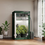 Mars Hydro grow tent pro in 2000D Oxford fabric, featuring vibrant plants and a sleek ventilation system in a bright room