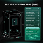 Mars Hydro grow tent pro in durable 2000D Oxford fabric — spacious 100x100x180cm design with multiple ventilation ports