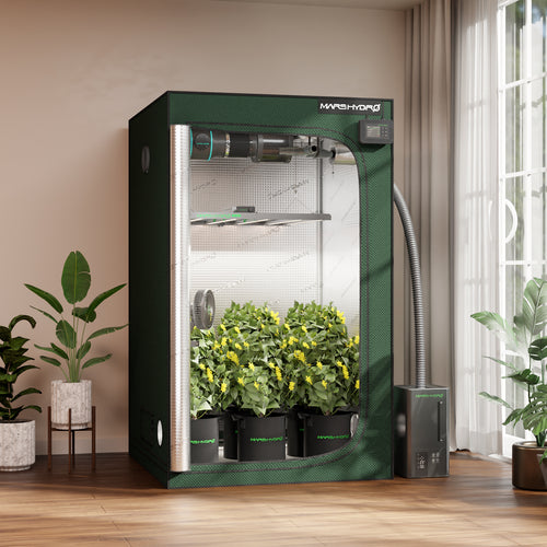 Mars Hydro grow tent pro in dark green 2000D Oxford fabric — spacious design for optimal plant growth and ventilation.