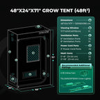 Mars Hydro 120x60x180cm Grow Tent Pro – 2000D Oxford - Eacygrow