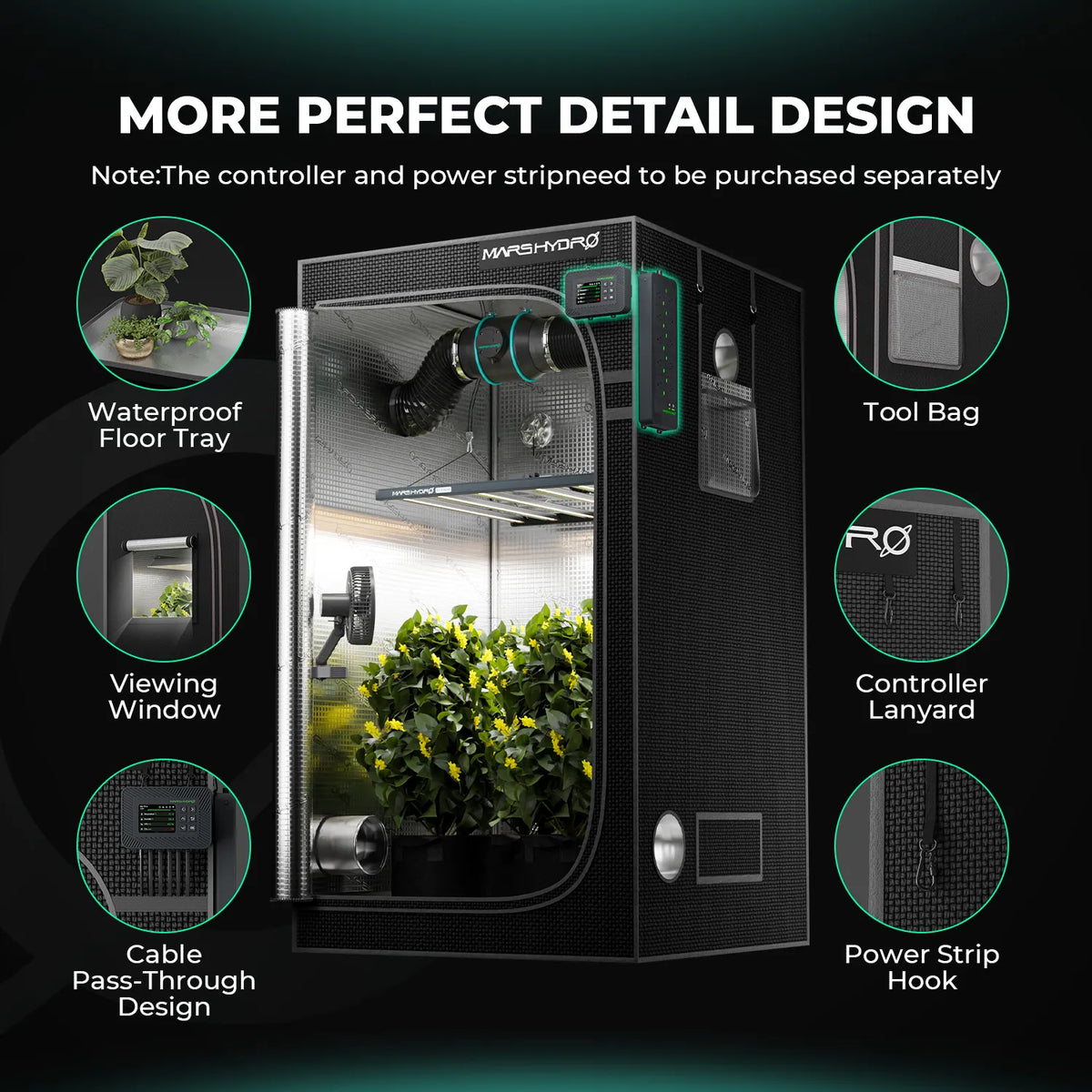 Mars Hydro 150x150x200cm Growzelt | 1680D Oxford-Zelte-eacygrow-Mars Hydro