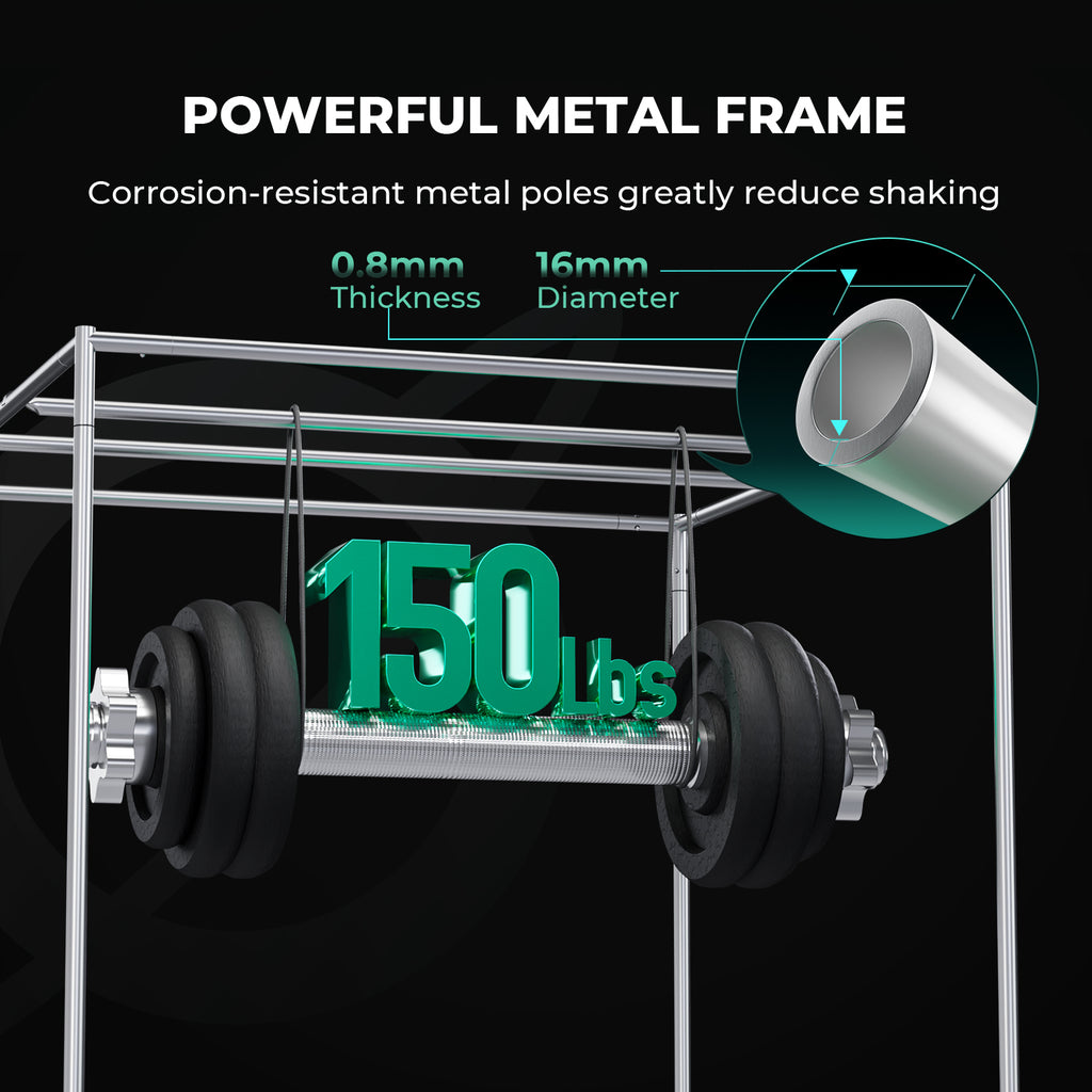 Mars Hydro 120x120x200cm Grow Tent Pro featuring a durable 2000D Oxford fabric with a robust metal frame for stability.