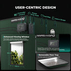 Mars Hydro grow tent smart Komplettset Pro with green 100 x 100 x 180 cm 2000D grow tent fabric
