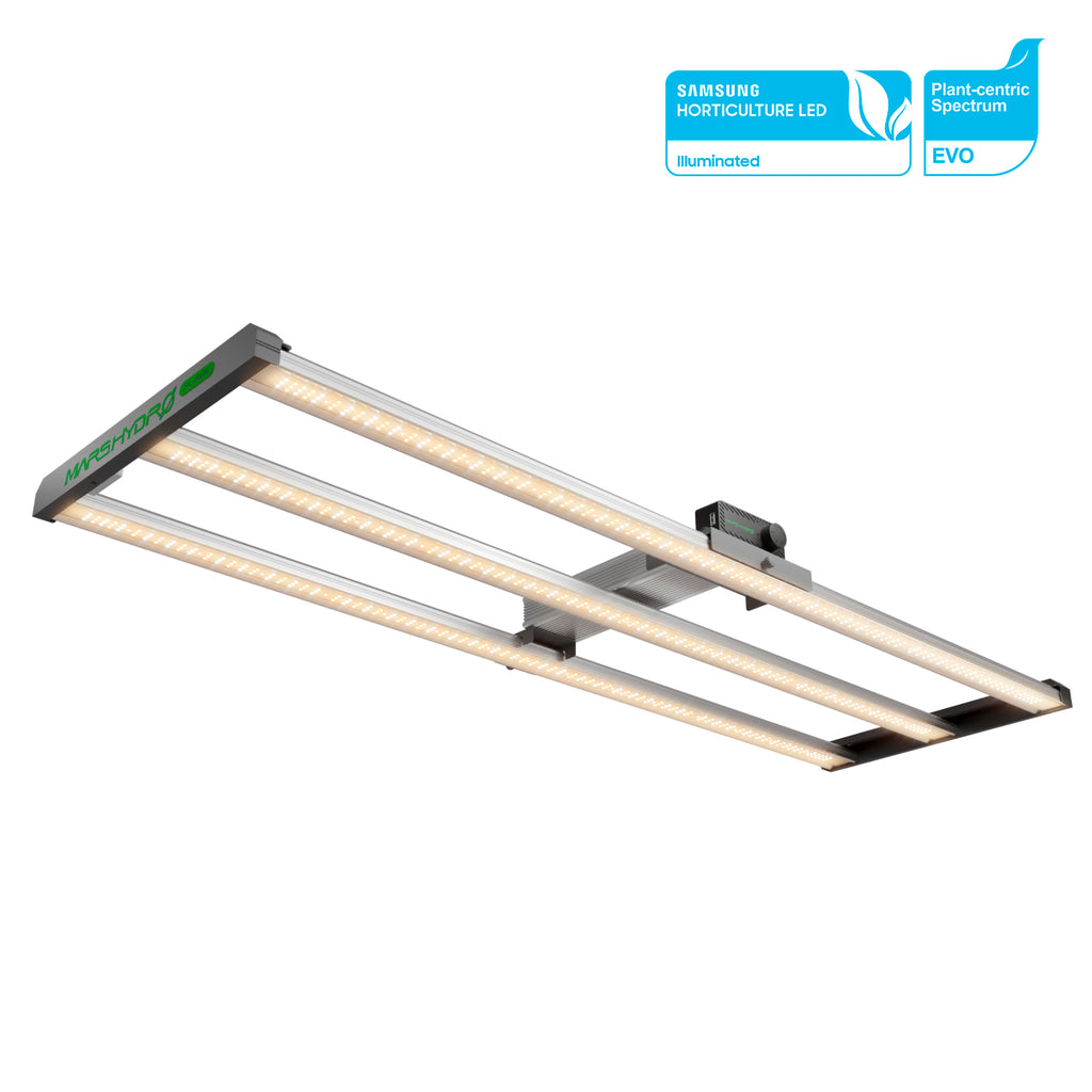Mars Hydro FC-4000 LED grow light featuring Samsung LM301H EVO technology — efficient 320W design for optimal plant growth.