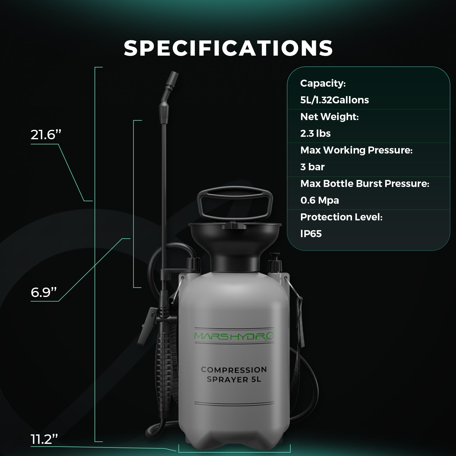 Übersicht des kompletten Mars Hydro Sprühsystems inklusive Pumpmechanismus.