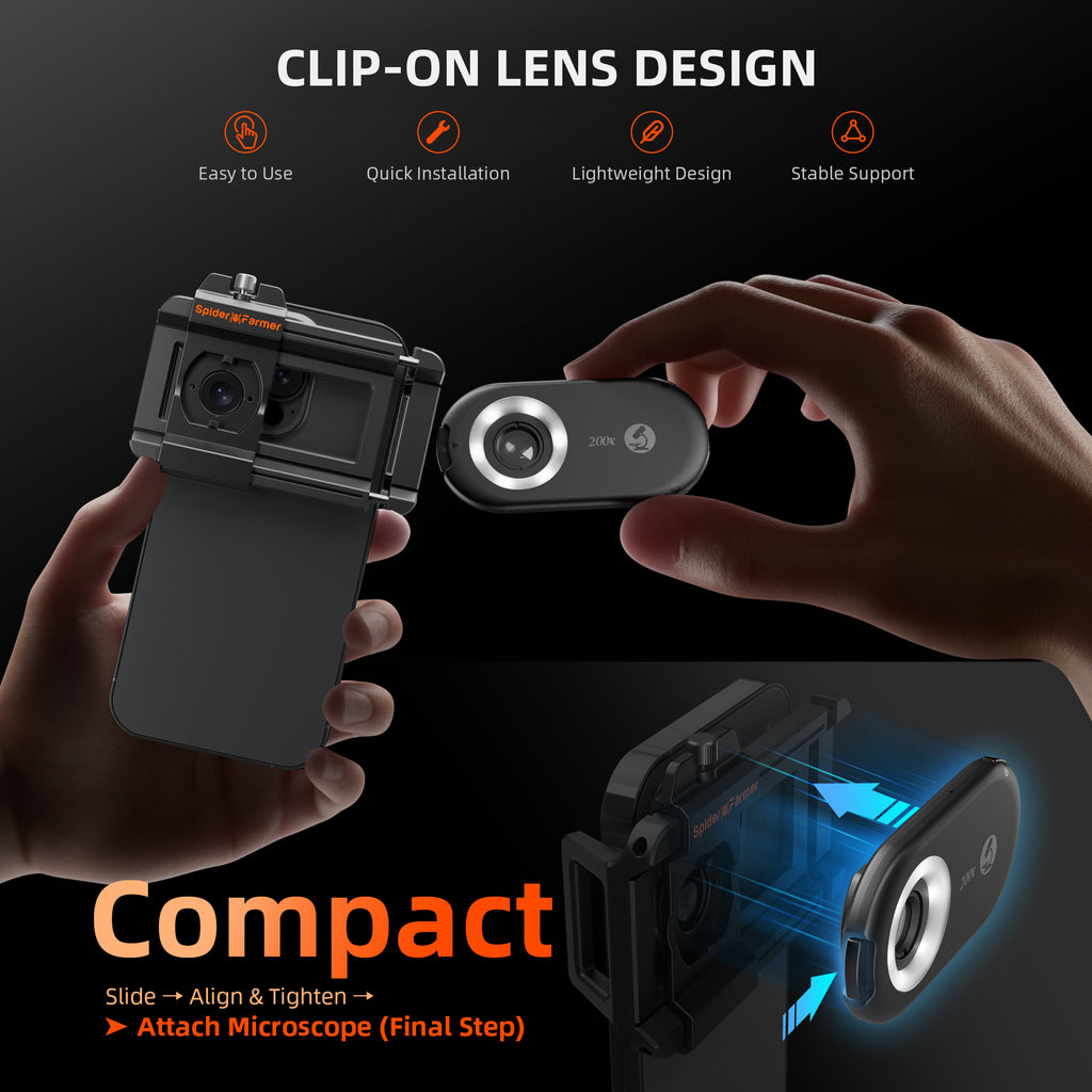 Smartphone Clip-On Mechanismus zeigt die einfache Montage an der Handy-Kamera.