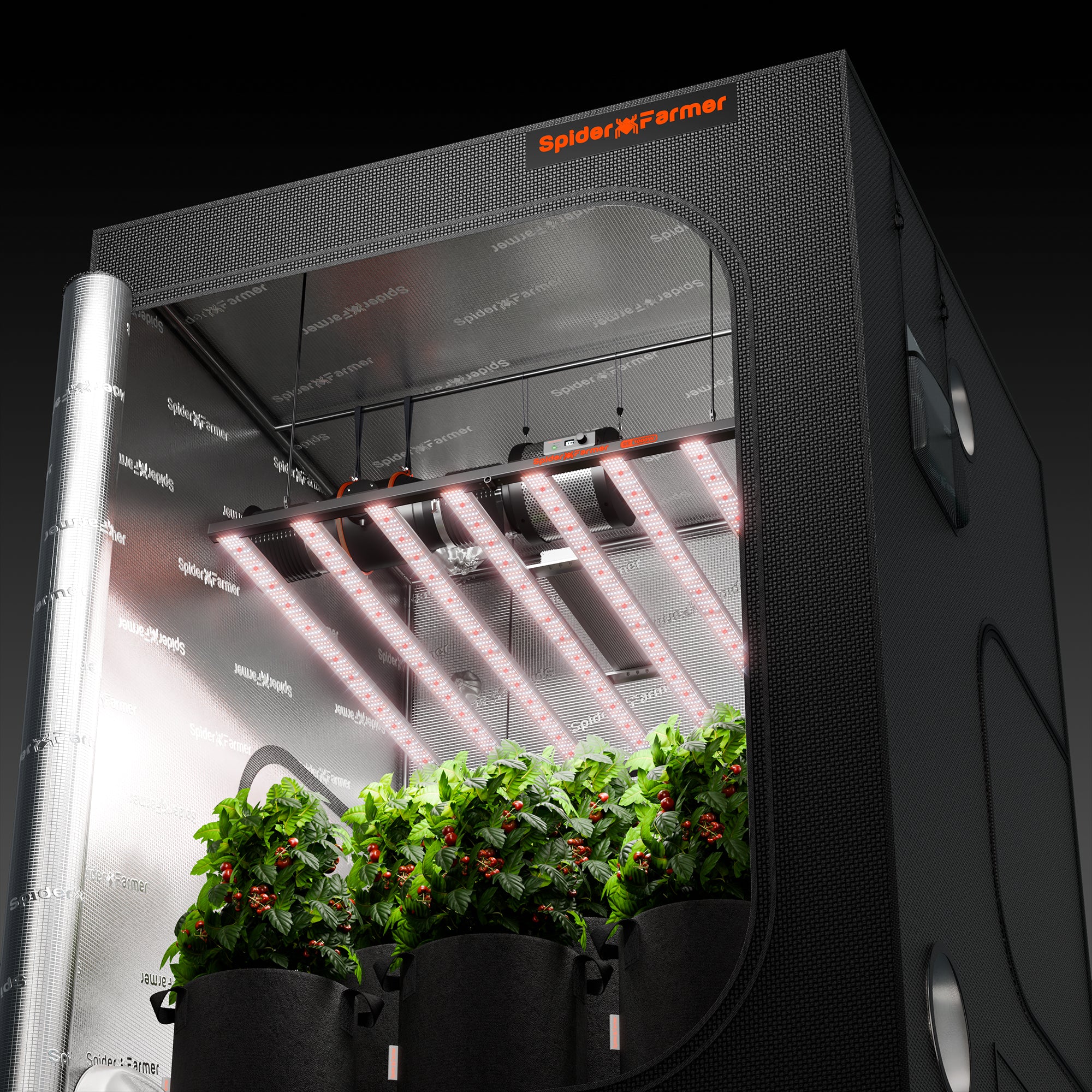 PPFD-Verteilungskarte der SE1000W für eine 1,5 x 1,5 m Fläche.