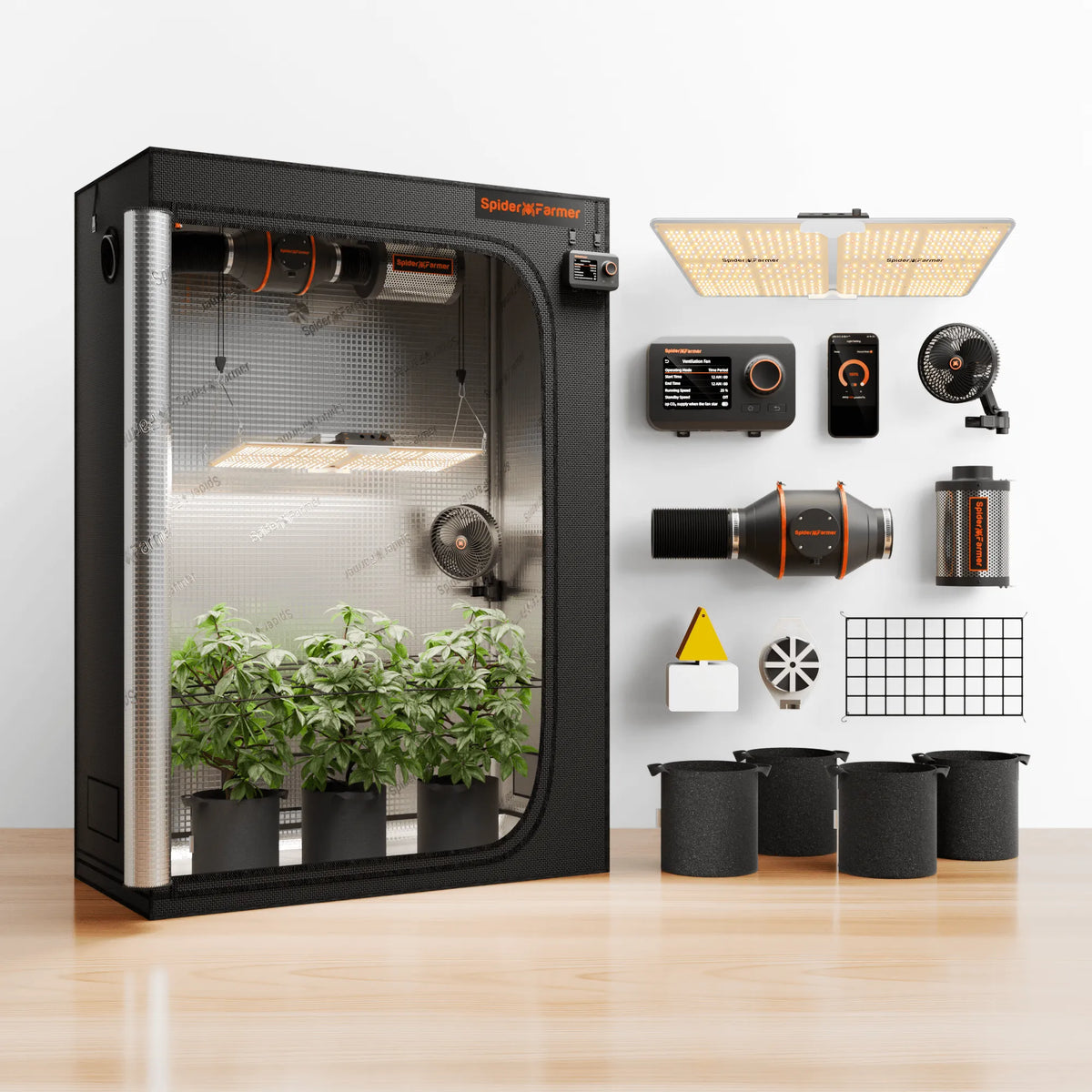 Spider Farmer SF2000 Smart Komplettset 120x60x180 cm grow tent with metal frame and tear resistant outer fabric