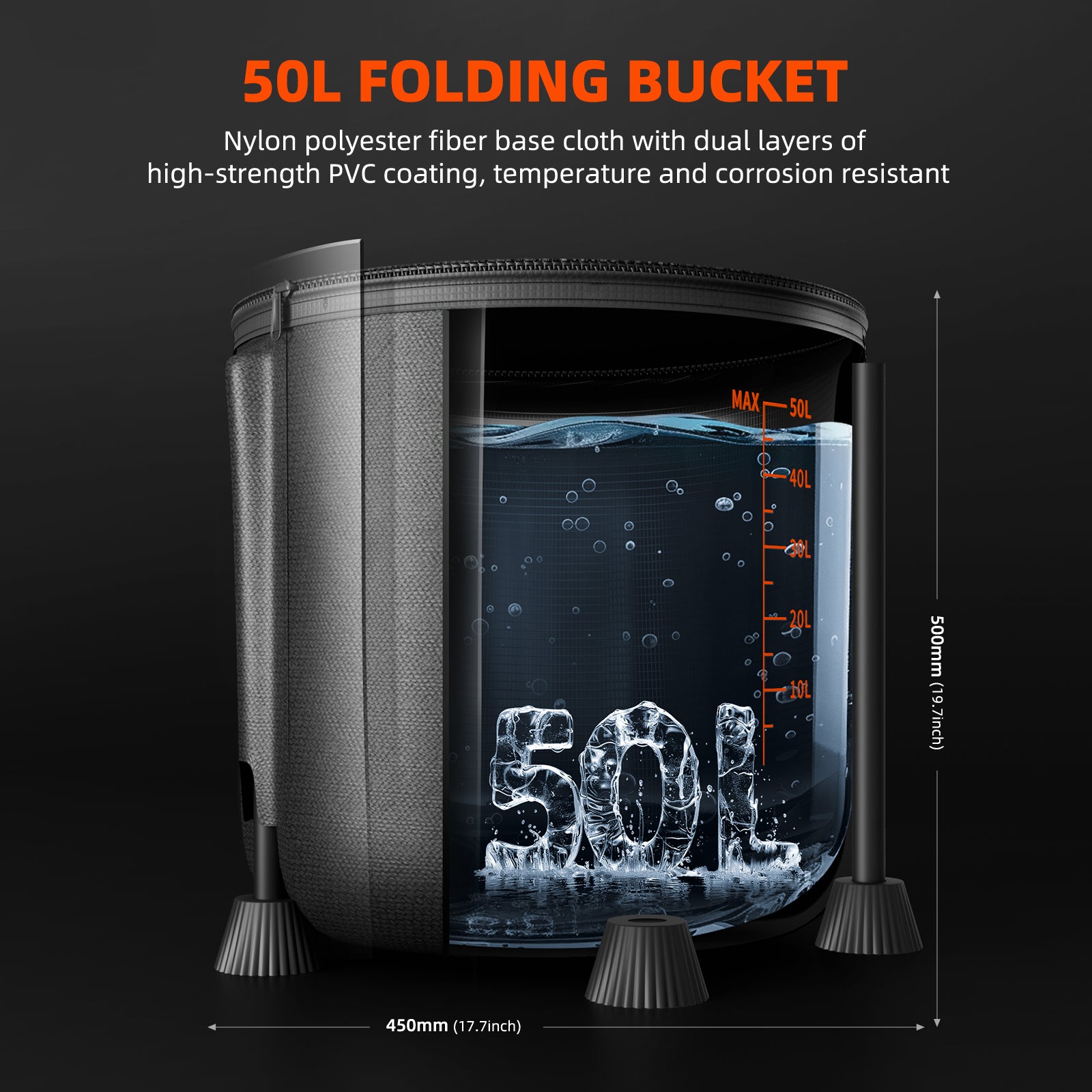 Großer 50-Liter Nährstofftank aus korrosionsbeständigem Material – Ermöglicht eine langanhaltende Versorgung der Pflanzen ohne häufiges Nachfüllen der Nährstofflösung.