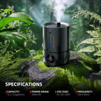 Spider Farmer 5L Smart Luftbefeuchter with Klimasensor, black cool mist humidifier releasing vapor in a grow tent