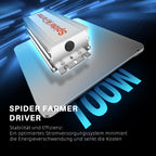 Metallic silver 100W LED grow light Spider Farmer SF1000 with Bridgelux LEDs