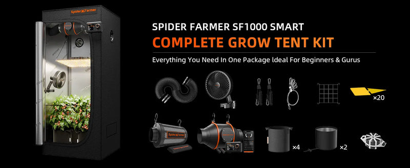 Spider Farmer SF1000 Smart Komplettset | 70x70x160cm Growzelt