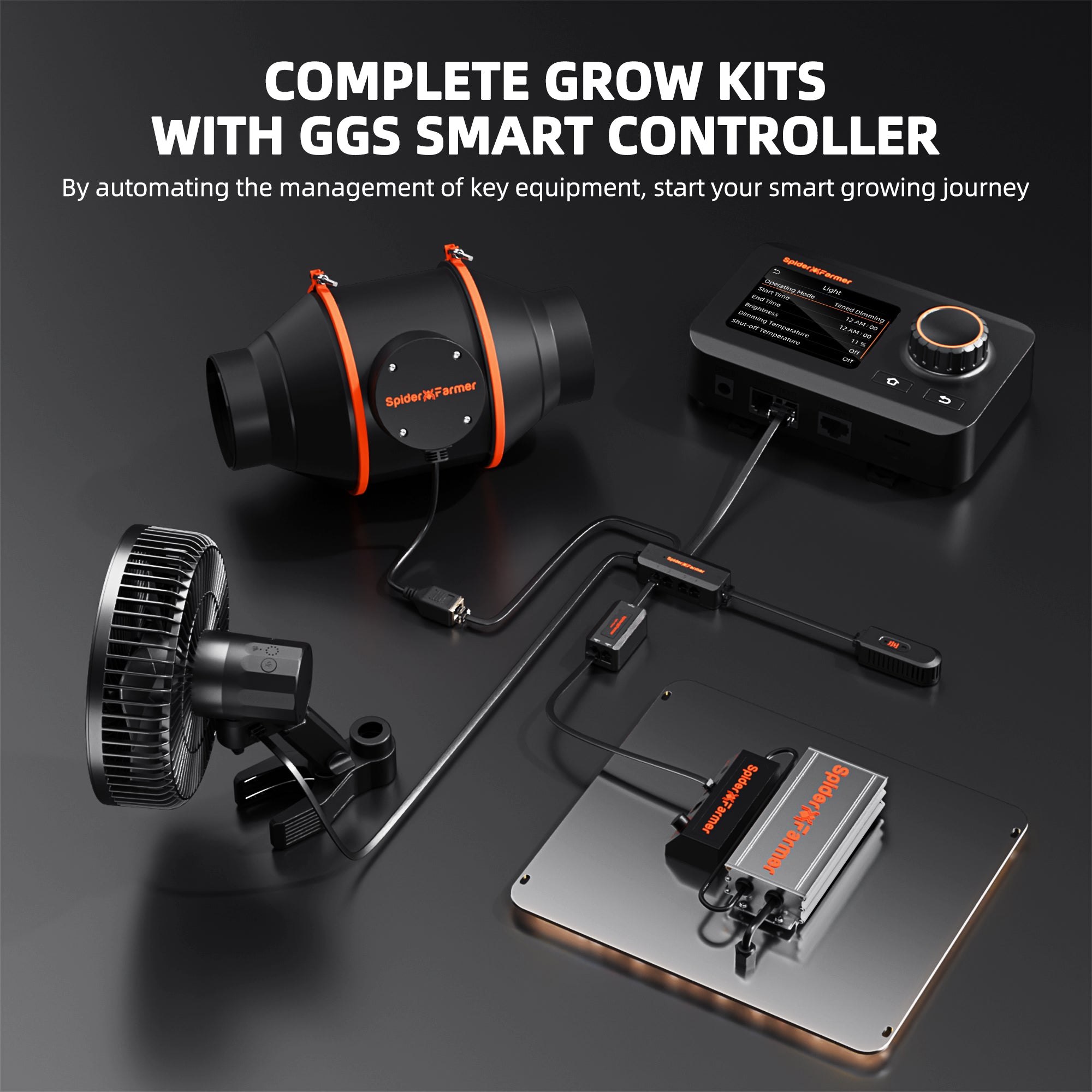 Spider Farmer SF1000 Smart Growbox Komplettset 70x70x160cm mit App-Steuerung.