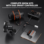 Spider Farmer SF1000 smart grow tent kit with GGS controller app control, black and orange LED hardware