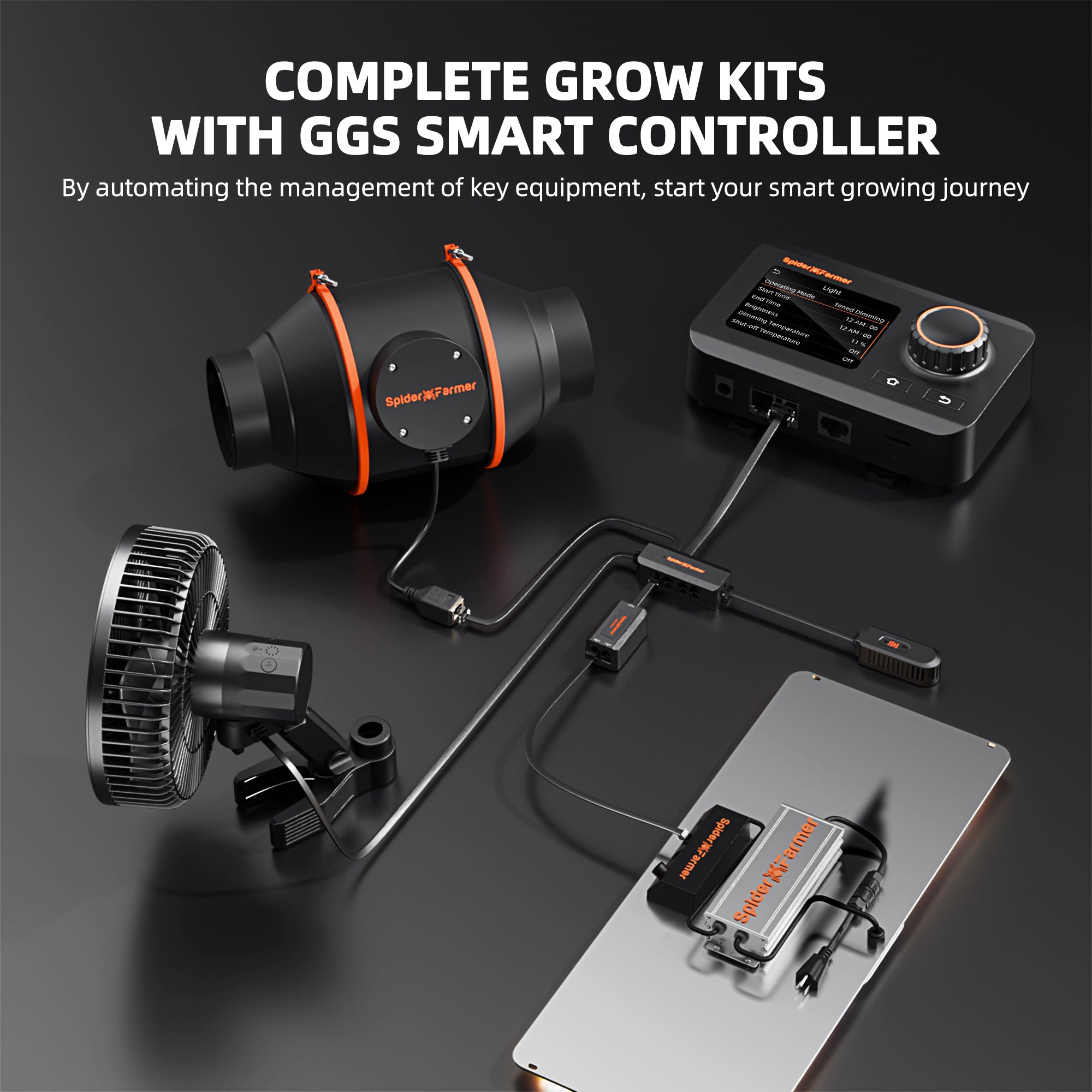Spider Farmer SF2000-EVO Smart Komplett-Set | 120x60x180cm Growzelt