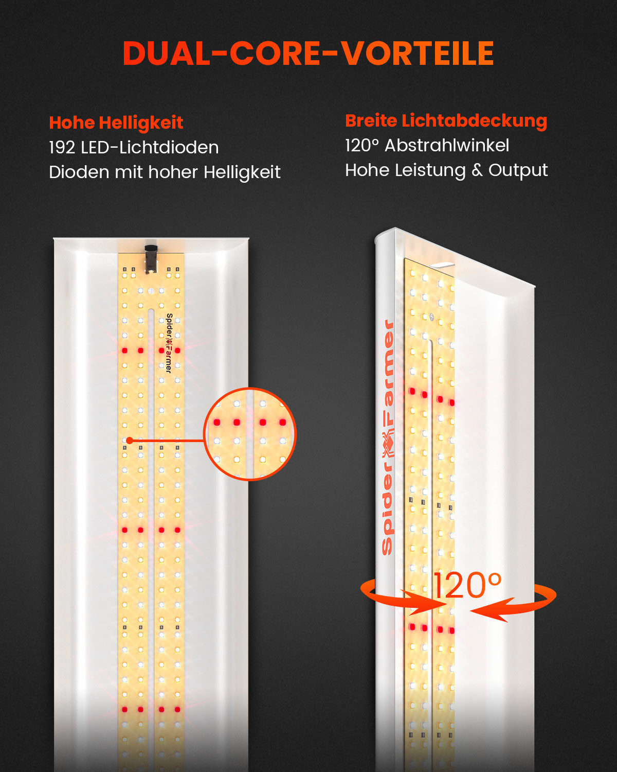 Unterseite der SF300 zeigt die gleichmäßige Anordnung der OSRAM LEDs.