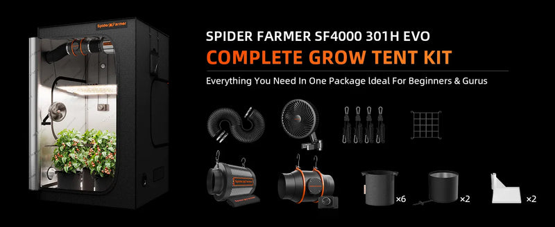 Spider Farmer SF4000 Komplettset | 120x120x200cm Growzelt