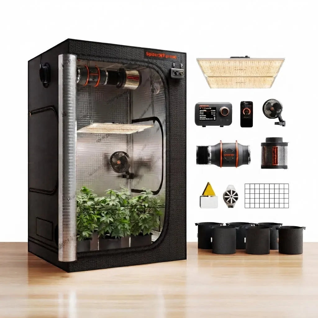 Spider Farmer SF4000 Smart Komplettset 120 x 120 x 200 cm grow tent in black with Smart GGS controller