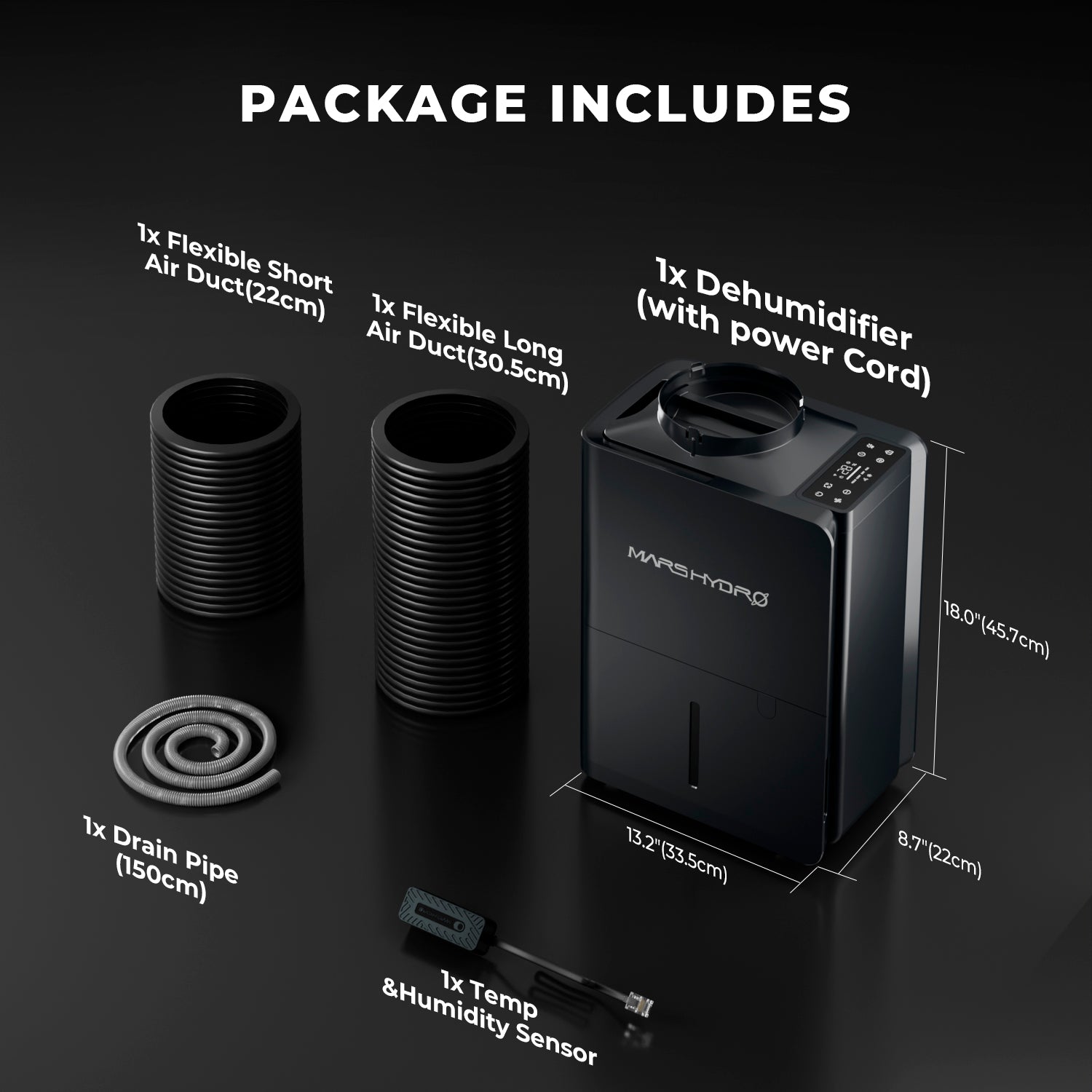 Mars Hydro Luftentfeuchter 12L/Tag für Growzelte – Professionelle Klimakontrolle für Flächen bis 150x150 cm zur Vermeidung von Schimmel und Blütenfäule.