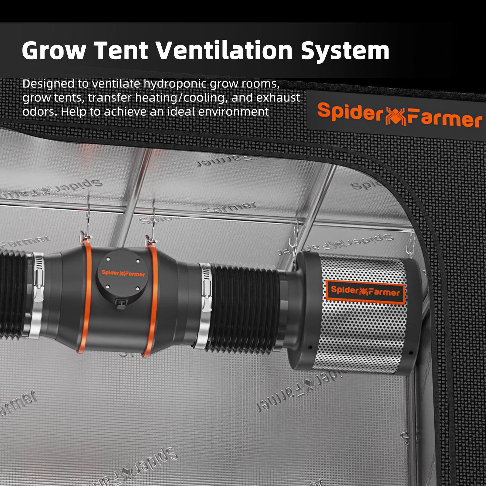 Spider Farmer 150mm Belüftungssystem – 683 m³/h + Speed Controller & AKF - Eacygrow