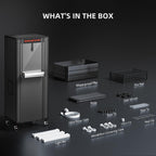 Kompletter Packungsinhalt des Spider Farmer 4-Tier Pflanzen Stand Sets.