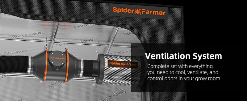 Spider Farmer 100mm Exhaust Complete Kit | 348 m³/h + Speed Controller & Carbon Filter