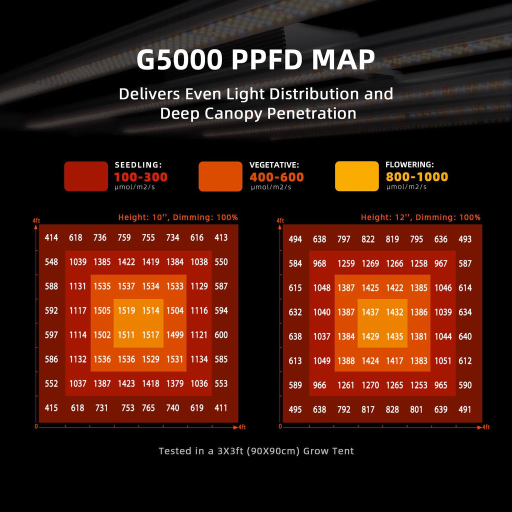 PPFD-Map-Spider-Farmer-G5000-120x120-Zelt-Ausleuchtung.