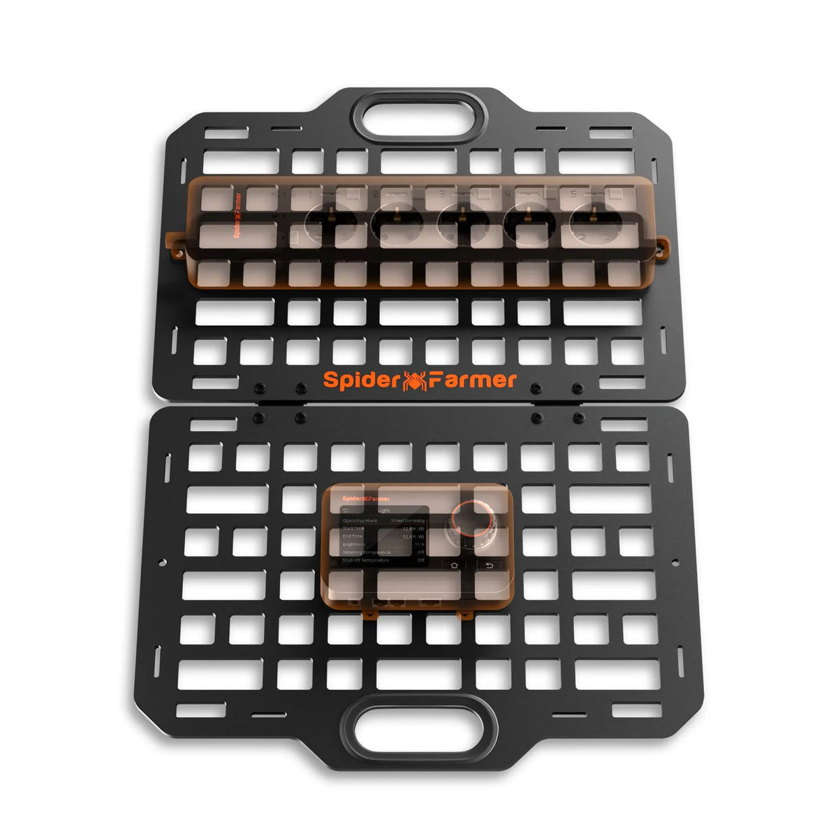 Spider Farmer Gear Board wand organizer in black with reinforced ABS plastic for cable and device organization