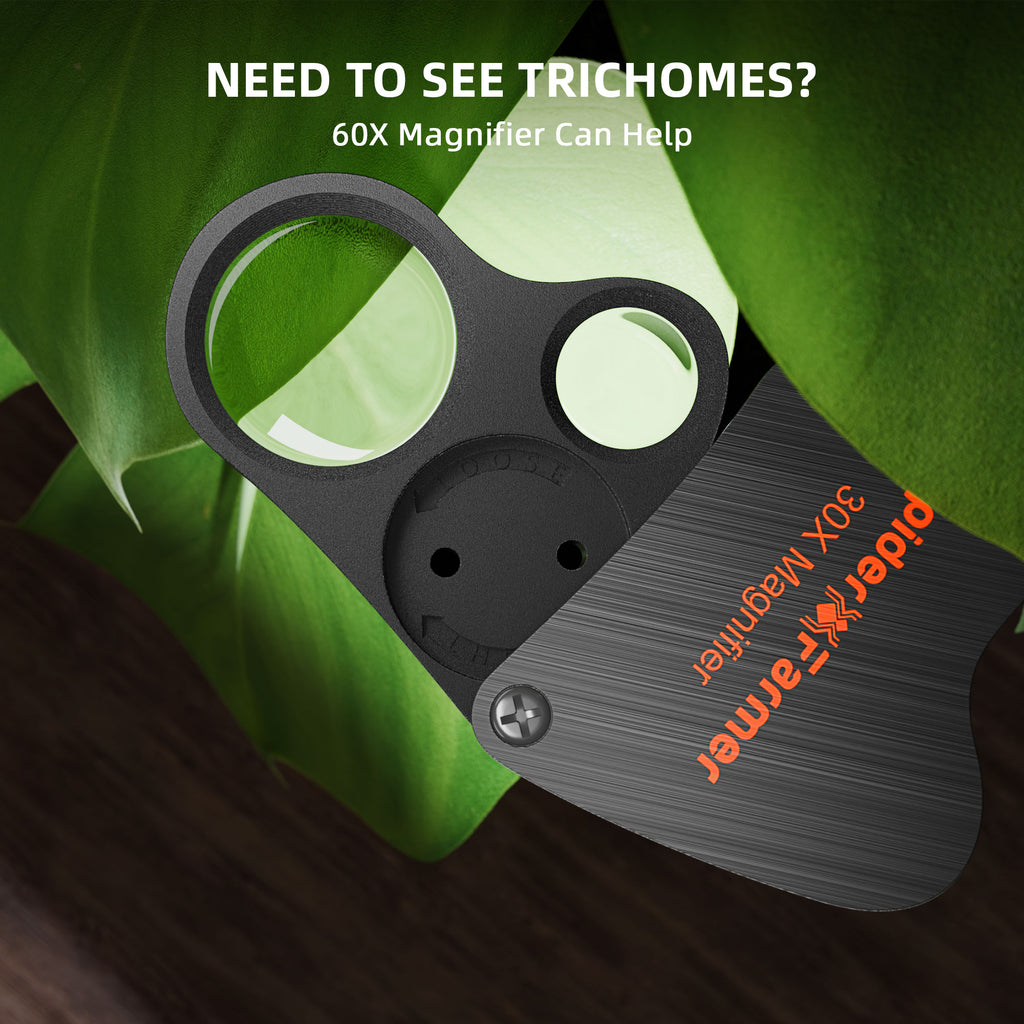 Spider Farmer 9-in-1 toolkit featuring a 60x magnifier on a sleek black handle — ideal for examining trichomes with precision.