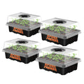 4er-Pack Seed Starter Trays mit transparenten Feuchtigkeitshauben – Komplettes Anzuchtset mit 48 Zellen für die kontrollierte Keimung von Sämlingen und Stecklingen.