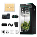 Mars Hydro grow tent kit in black and green with 4-inch ventilation system and active carbon filter